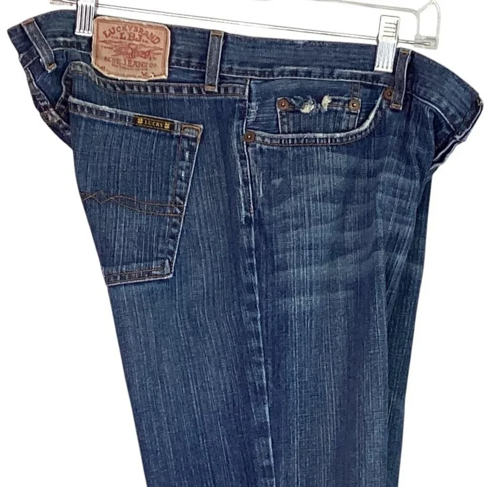 LUCKY BRAND Jeans Women 14 Dungarees by Gene Montesano Dream Stretch Bootcut VTG - Picture 4 of 8